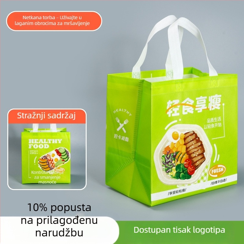 Vreće za dostavu od netkanog materijala, vodootporne, za komercijalni catering, lagani obroci, ekološki prihvatljiva ambalaža, tote torba s otiskom logotipa