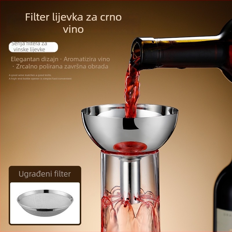 Lijevak od nehrđajućeg čelika 304, veliki promjer, filtar za vino za dekantiranje