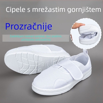 Antistatične mrežaste cipele, prozrašan gornji dio, debeli mekani đon i Velcro kopča, unisex radne cipele