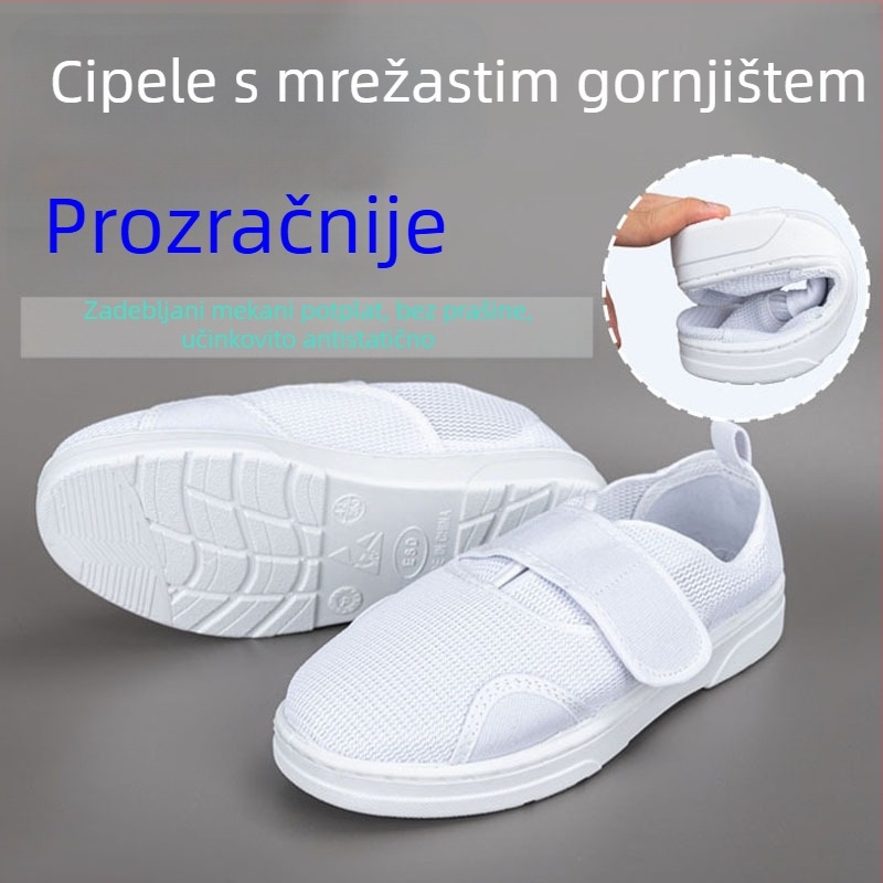 Antistatične mrežaste cipele, prozrašan gornji dio, debeli mekani đon i Velcro kopča, unisex radne cipele