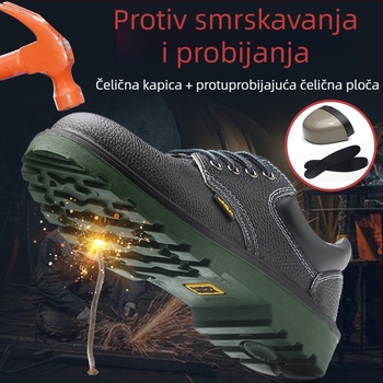 Muške cipele za zaštitu na radu, prozračne, otporne na udarce i probijanje, kožne cipele s čeličnim prstom za gradilišta