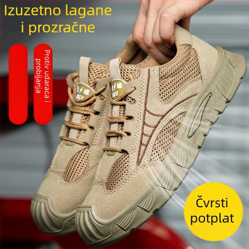 Sigurne cipele za ljeto s prozračnim gornjim dijelom, plastično-čelični vrh, otporne na udarce i probijanje, izolirane, čvrsta potplat, otporne na habanje za gradilišta