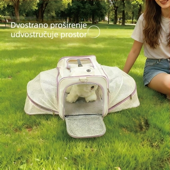 Prenosiva torba za mačke, proširiva, prozračna, velika kapaciteta, s ručkom i naramenicom