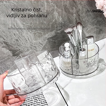 Rotirajući organizator za kozmetičke četkice i skladištenje ruževa, prozirna kutija za kozmetiku i njegu kože