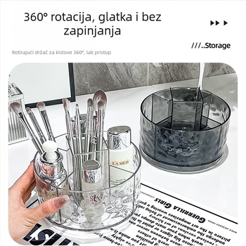 Rotirajući organizator za kozmetičke četkice i skladištenje ruževa, prozirna kutija za kozmetiku i njegu kože