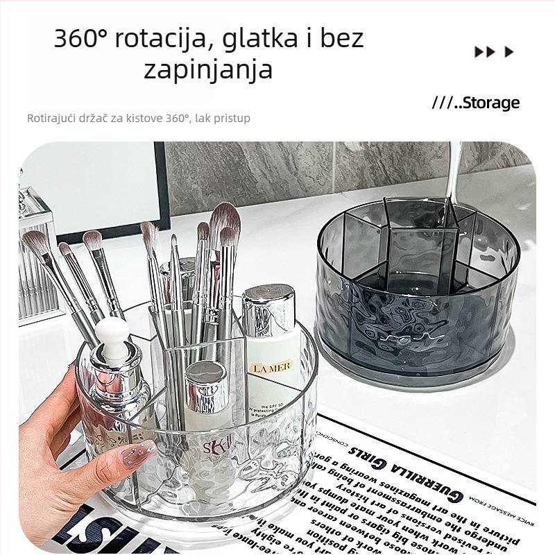 Rotirajući organizator za kozmetičke četkice i skladištenje ruževa, prozirna kutija za kozmetiku i njegu kože