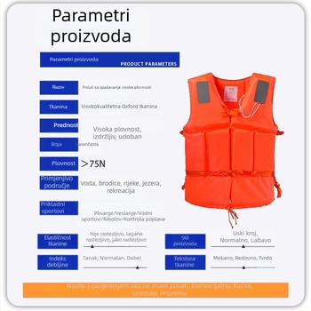 Spasilački prsluk za odrasle s visokom plovnosti, profesionalni prsluk za ribolov, prijenosan za čamce.