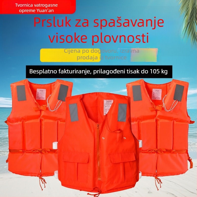Spasilački prsluk za odrasle s visokom plovnosti, profesionalni prsluk za ribolov, prijenosan za čamce.