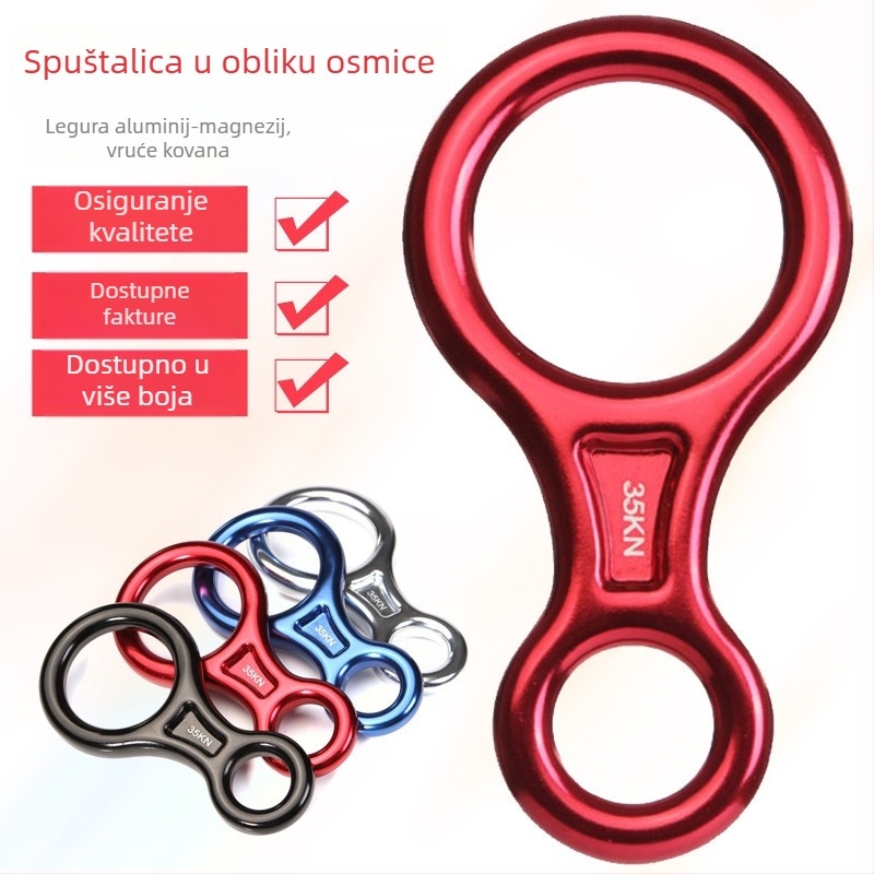 Spuštač s osmicom prstenom za planinarenje, penjanje, spašavanje i rad na visini