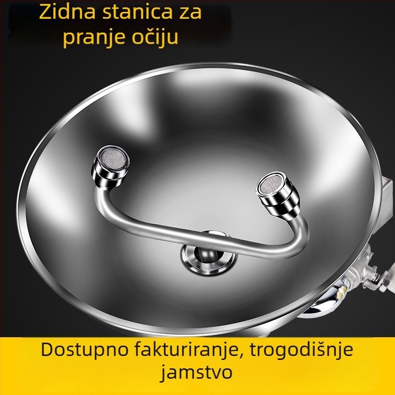 Laboratorijska stanica za pranje očiju, 304 nehrđajući čelik, dvostruki priključak, zidni ili stolni tip, prskanje i ispiranje, hitni slučaj