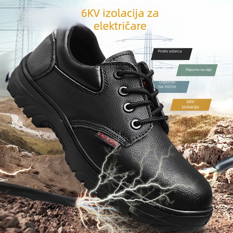 6 kV izolirane električarske cipele s plastičnom zaštitnom prstom, bez metala, niski kroj, gornji dio od kravlje kože