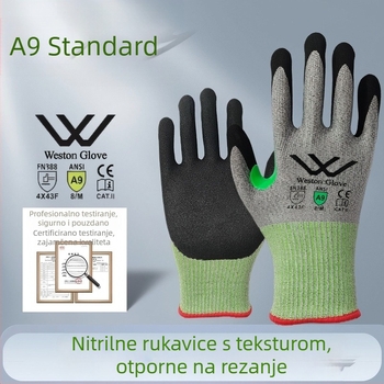 A9 razina rukavice nitril zaštita od rezanja, mat tekstura, protuklizne i otporne na habanje