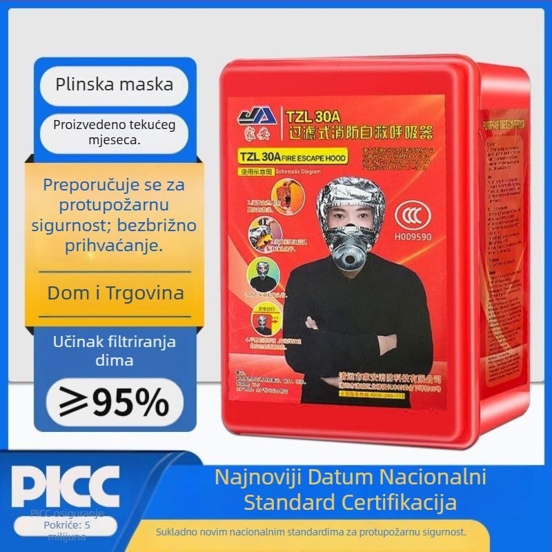 3C-certificirana maska za zaštitu od požara s zaštitom od virusa i dima, respirator za izlazak u slučaju požara, za dom i hotele