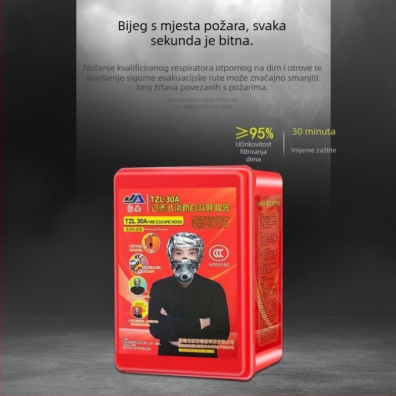 3C-certificirana maska za zaštitu od požara s zaštitom od virusa i dima, respirator za izlazak u slučaju požara, za dom i hotele