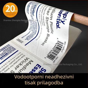 Prilagođena prozirna PVC naljepnica s folijom na rolni, QR kod, logo i oznaka za bocu