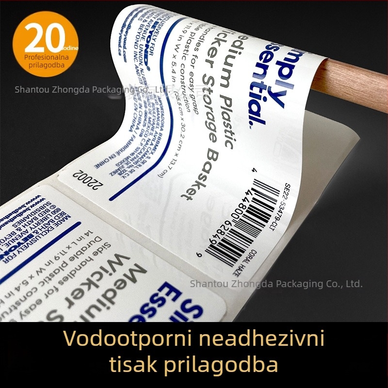 Prilagođena prozirna PVC naljepnica s folijom na rolni, QR kod, logo i oznaka za bocu