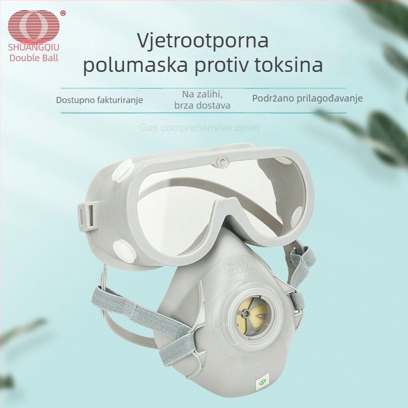 Vjetrootporna plinska maska s aktivnim ugljenom filtrom, zaštitna respiratorna maska protiv pesticida i formaldehida, industrijska i građevinska primjena