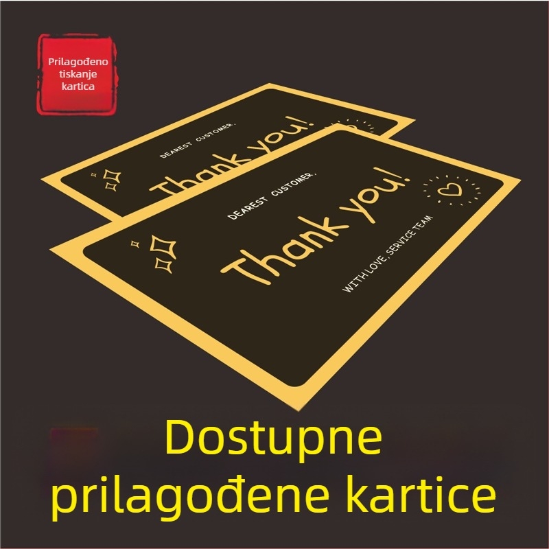 Engleske maloprodajne kartice s pratnim karticama za after-sales podršku, karticama za škrabanje, sklopivim priručnicima i karticama za recenzije