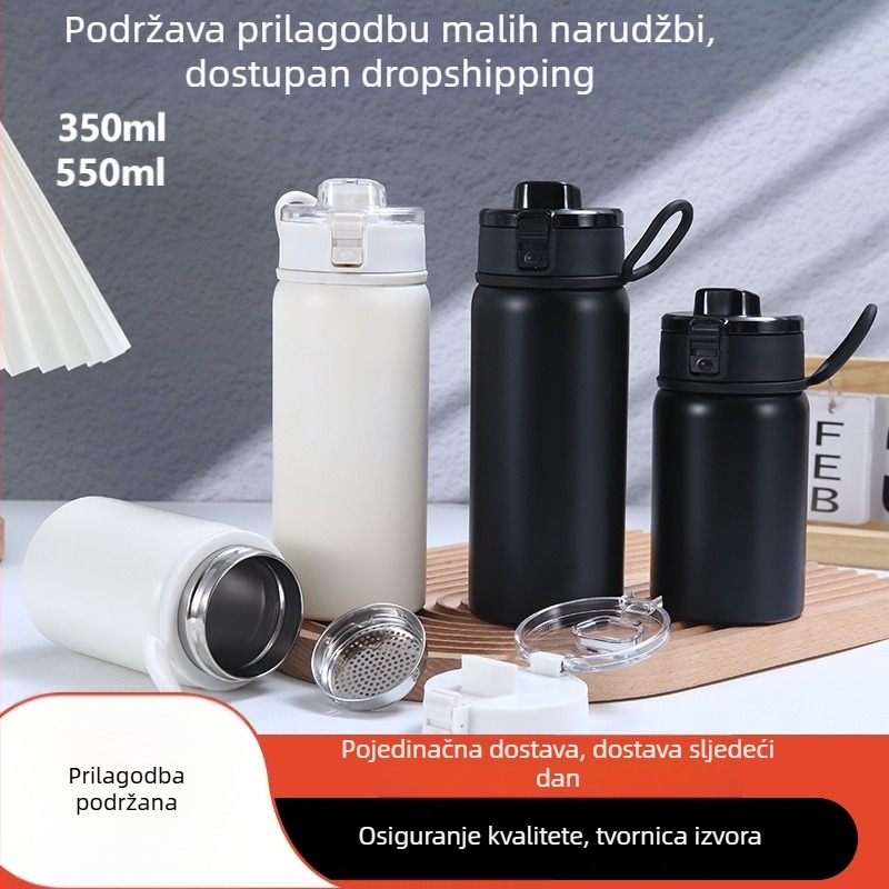MLai čaj šalica s filtrima, vakuumska izolacija, dvostruka stijenka od 316 unutarnje, 201 vanjske, prijenosna i stilizirana