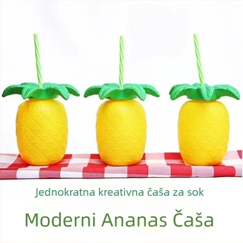 Plastična čaša za napitke u obliku ananasa sa slamkom