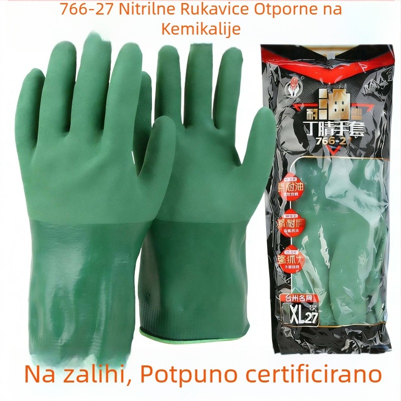 Spring Bud 766-27 Zeleno nitril rukavice, vodootporne i otporne na ulje, bez mirisa, za vodene proizvode, rukovanje ribom, strojeve i kemijsku zaštitu