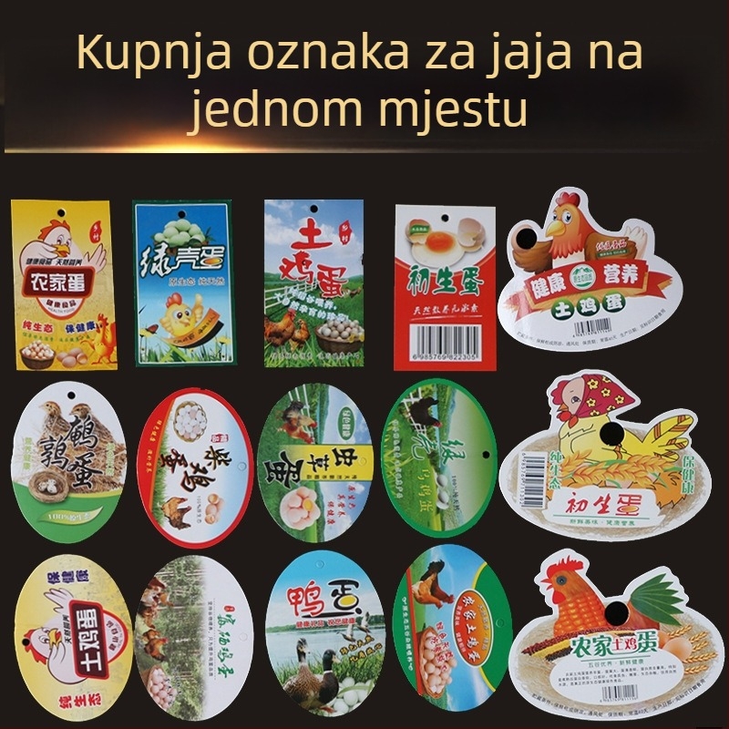 Veleprodajne dvostrane vješalice etikete za jaja od slobodnog uzgoja, s koncem za pričvršćivanje
