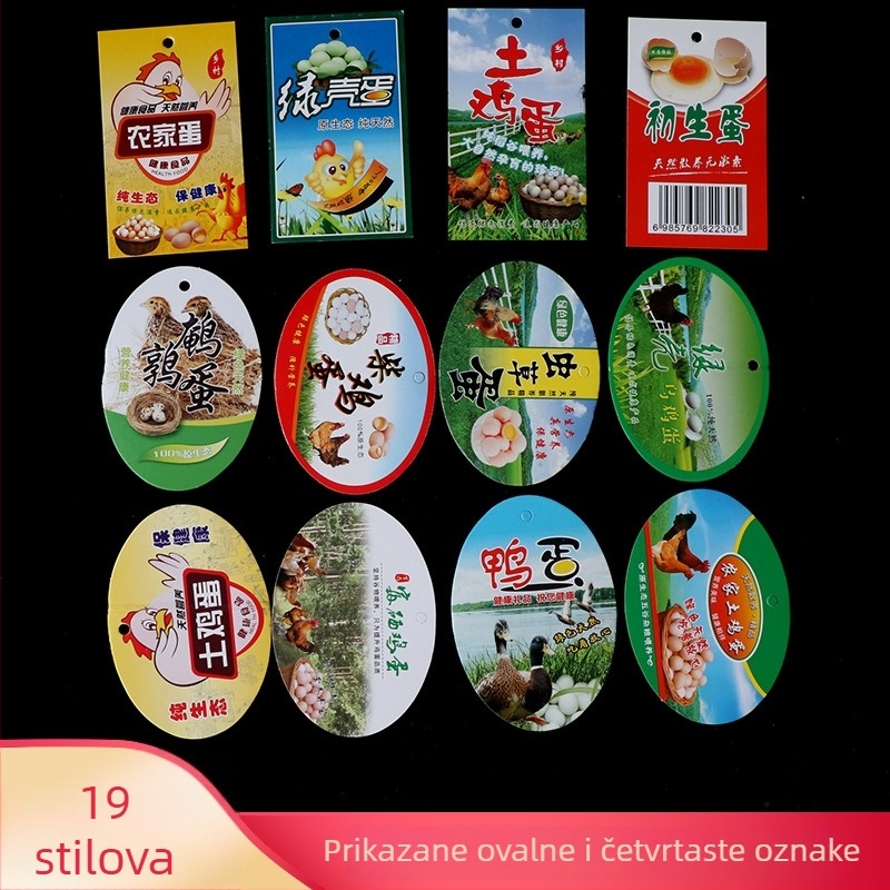 Veleprodajne dvostrane vješalice etikete za jaja od slobodnog uzgoja, s koncem za pričvršćivanje