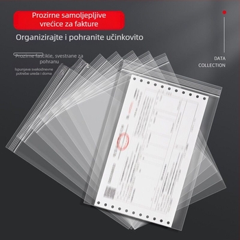 Vrećice za račune sa samouzavaranjem, prozirne 18×28 cm za dokumente i PDV potvrde