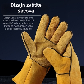 Rukavice za zavarivanje s toplinskom izolacijom, debeli, otporni na habanje, teleća koža, otporne na visoke temperature, protiv opeklina, mekane i udobne, vatrootporne