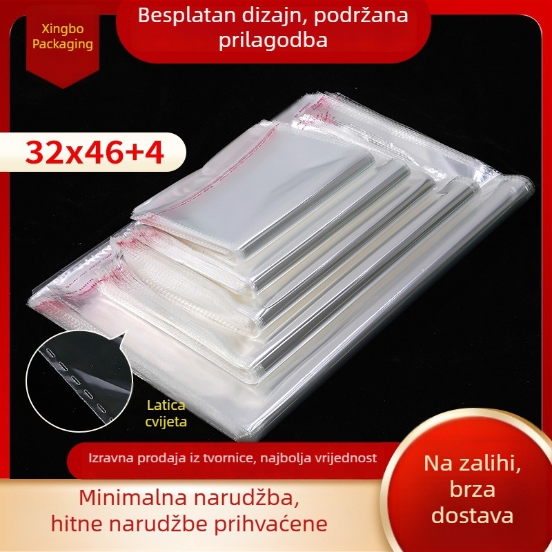 32×46 cm + 4 cm prozirna OPP samoljepljiva vrećica za odjeću i kućne tekstile, debeća zaštitna vrećica protiv prašine