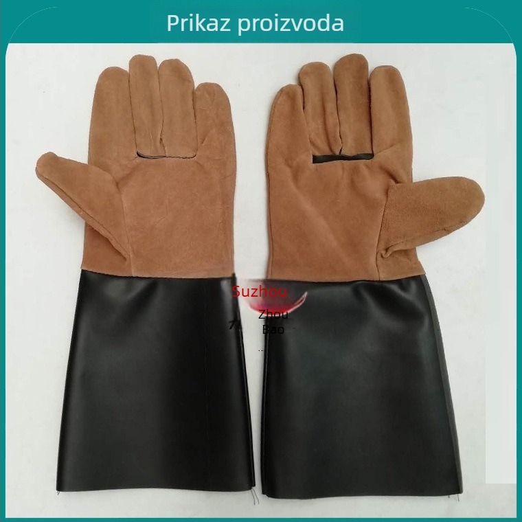 Duge rukavice za zavarivanje s manžetom, dvostruka koža od goveda