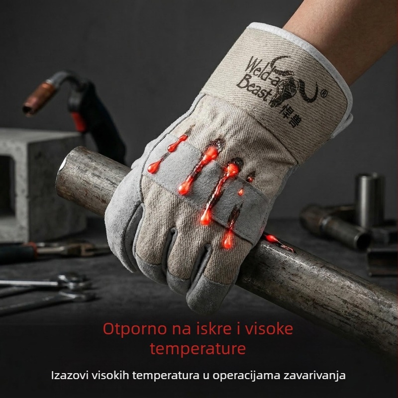 Old Firemaker 1120 rukavice za zavarivanje – teleća koža, dvostruki sloj, polu-koža, otporne na habanje