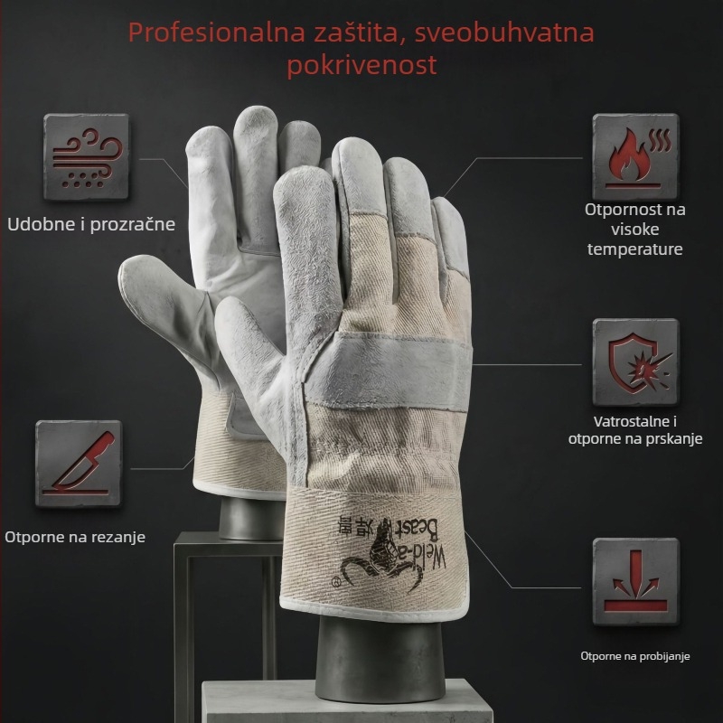 Old Firemaker 1120 rukavice za zavarivanje – teleća koža, dvostruki sloj, polu-koža, otporne na habanje