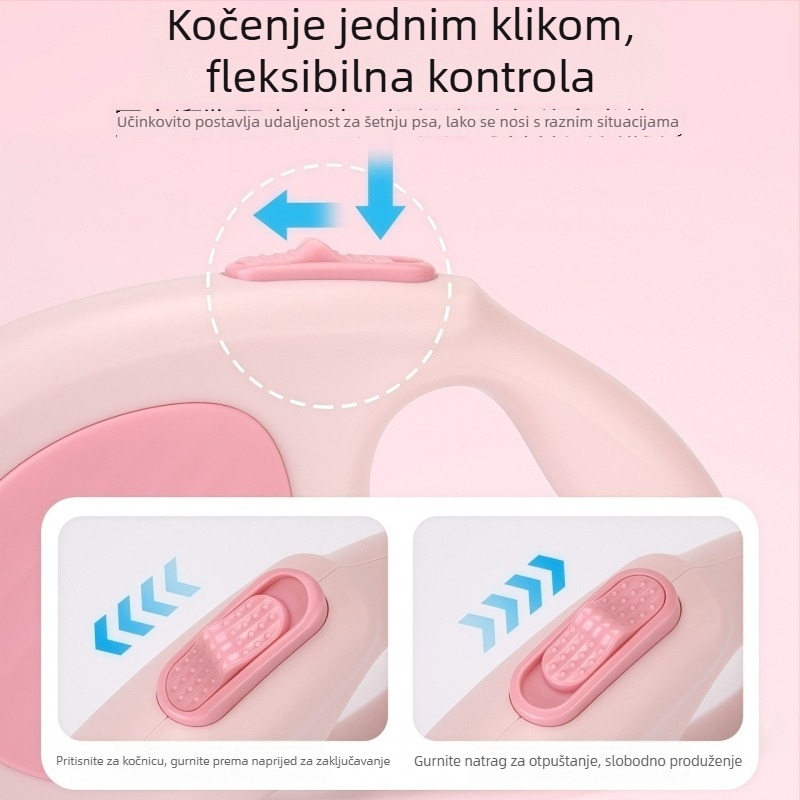 Povodac s automatskim produženjem za srednje i velike pse, za šetnje na otvorenom