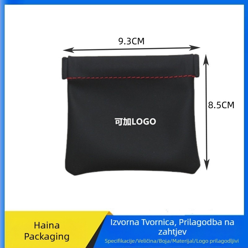 Torba za pohranu slušalica i data kabla, PU kožna torbica s vodootpornom tkaninom, crna, 9.3 × 8.5 cm