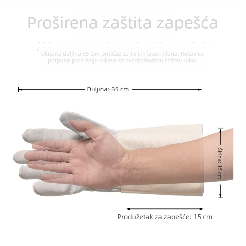 Dvoslojni rukavice za zavarivanje od ovčje kože s dugim platnenim manžetama