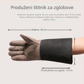 Duge rukavice za zavarivanje od polu-kože, teleća koža, otporne na habanje i vatrootporne