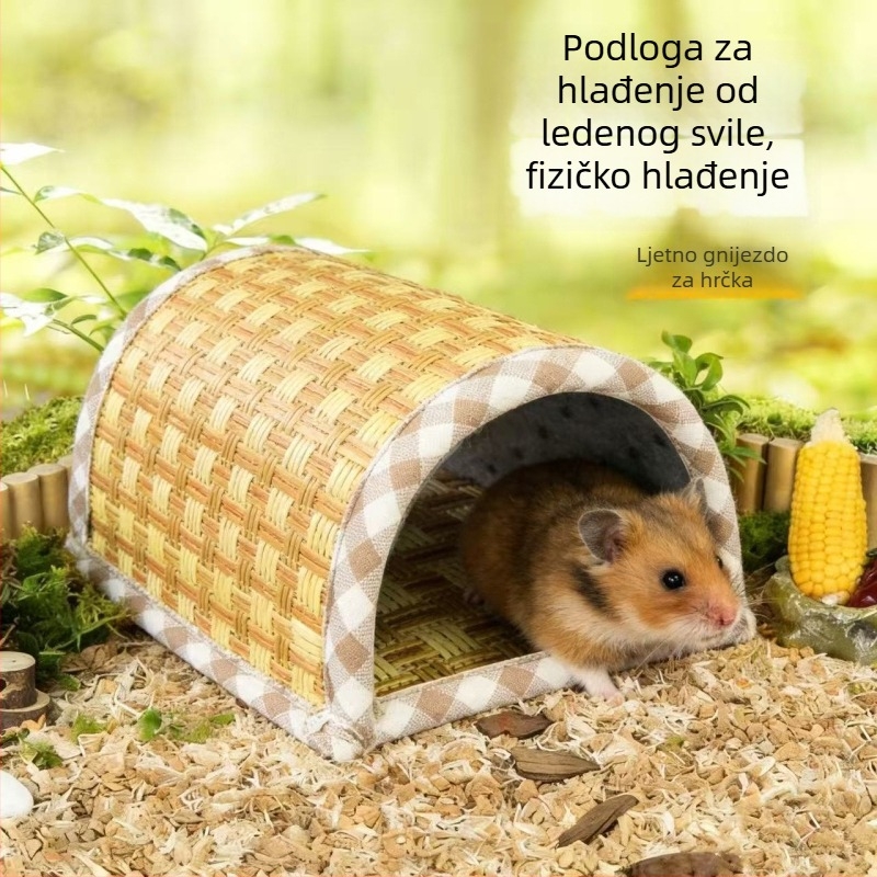 Ljetno gnijezdo za hrčke i zamorce s hlađajućim tunelom i madracem od ledene svile