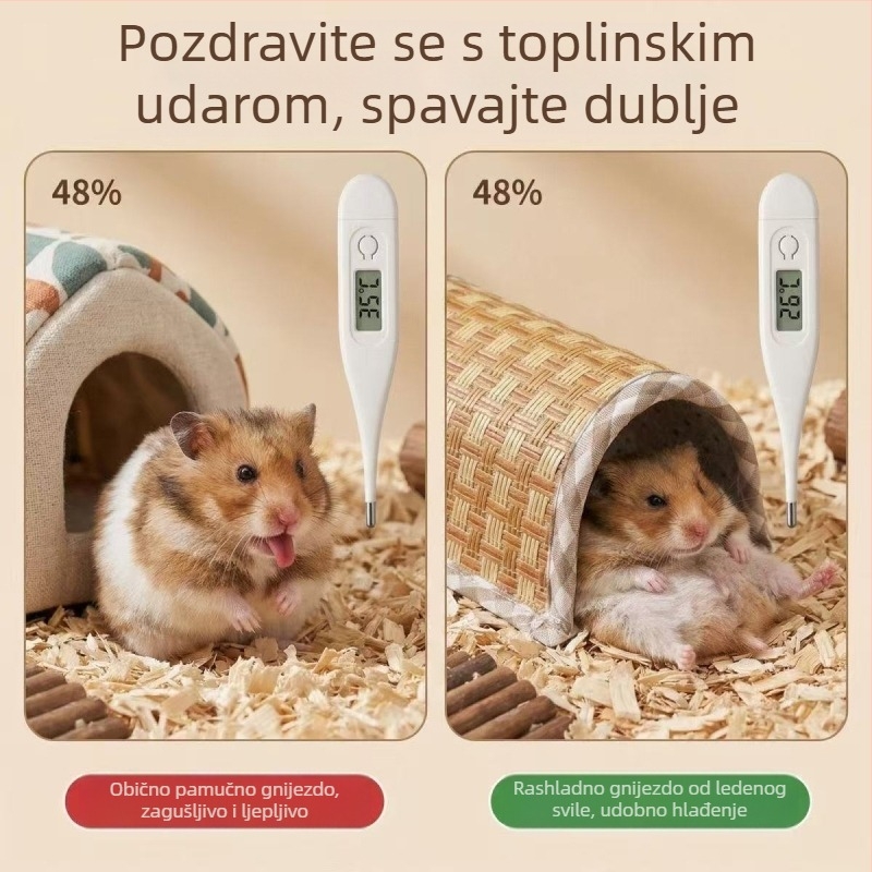 Ljetno gnijezdo za hrčke i zamorce s hlađajućim tunelom i madracem od ledene svile