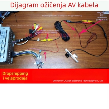 Univerzalna auto stražnja kamera s Lotus Head videom, integrirani DC napajni kabel, navigacijska stražnja kamera, RAC sučelje kabel
