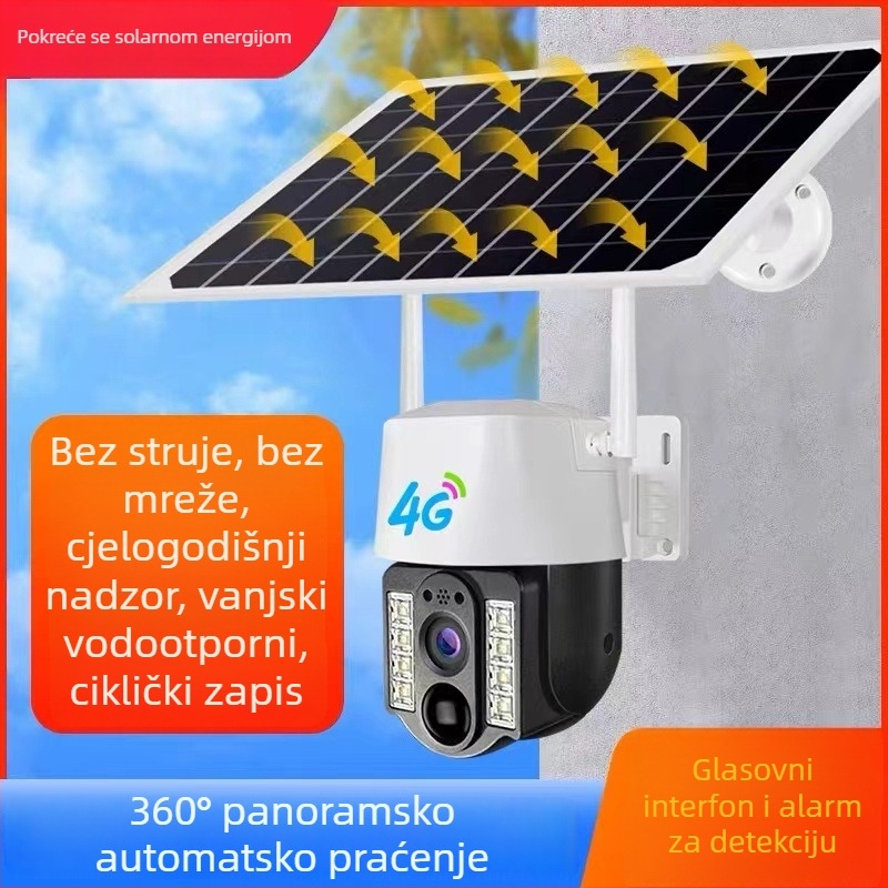 V380 bežična vanjska kamera za nadzor, napajana solarnom energijom, Wi‑Fi i daljinskim nadzorom