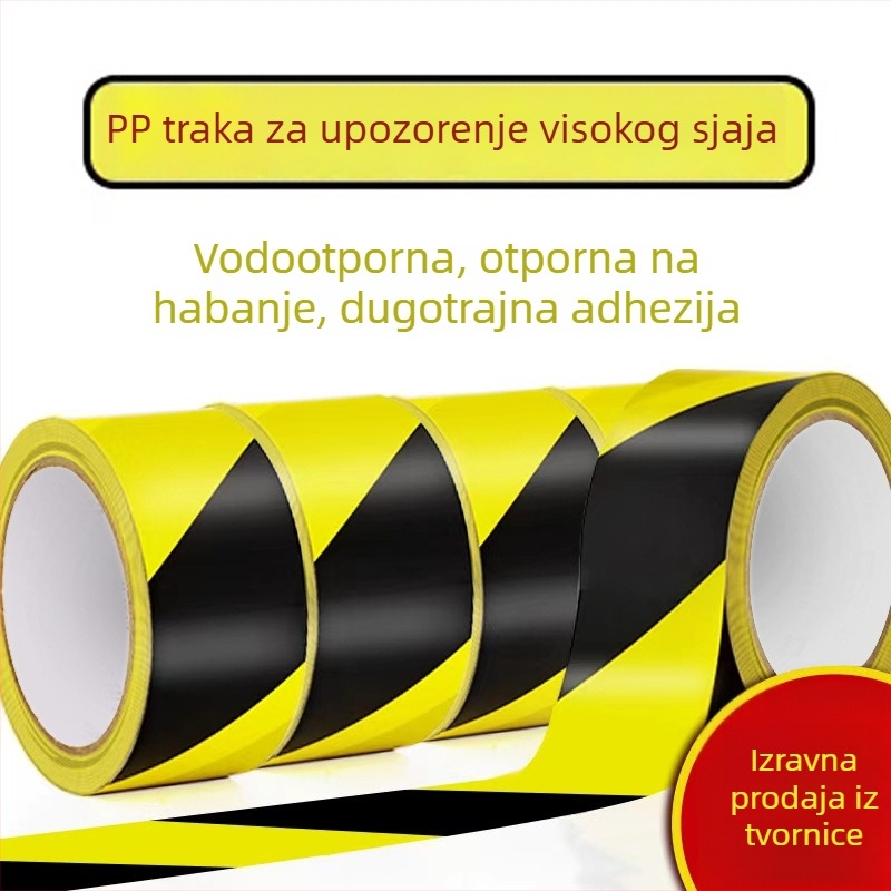 Žuto-crna sigurnosna traka za označavanje poda – zebra prijelaz, širina 4,8 cm, duljina 16/33 m