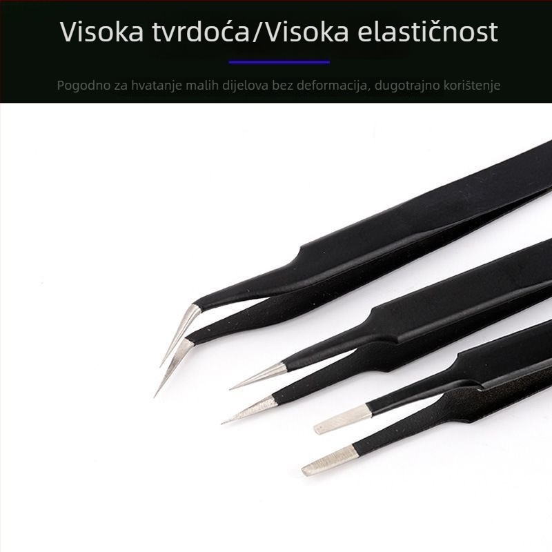 Visoko precizne male pincete, antistatičko nehrđajući čelik, šiljasti i zakrivljeni vrhovi, alat za uklanjanje dlačica iz ptičjeg gnijezda, pincete za popravak šivaćeg stroja