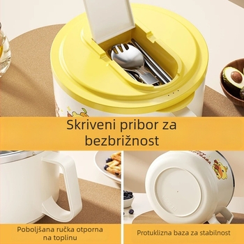 Nehrđajući čelična zdjela s poklopcem za instantnu nudlu, s mogućnošću ocjeđivanja, idealna za dom i kantinu