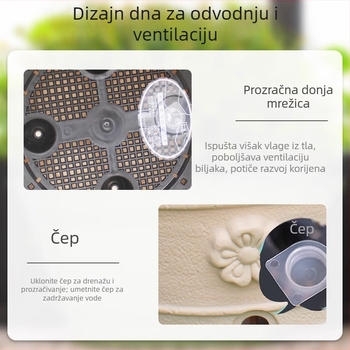Alice Reljefna keramička posuda od smole, kremasti stil za balkon s ružama, debela i izdržljiva, europski stil, prozračna