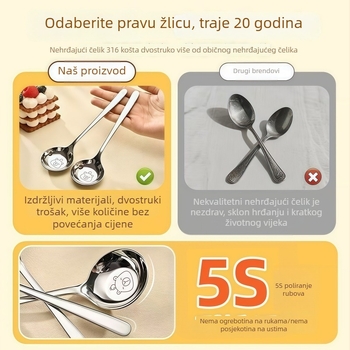 Kapibara kašika s ravnim dnom, nehrđajući čelik, kućna upotreba, slatkog zapadnjačkog stila, duboka jušna žlica