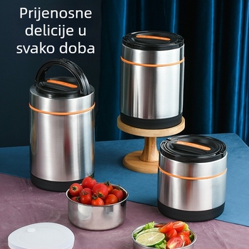 Kutija za ručak od nehrđajućeg čelika, otporna na prolijevanje, izolirana, velika kapaciteta, dvostruki sloj, za ured, dom i učenike