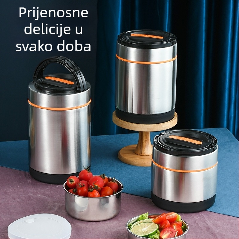 Kutija za ručak od nehrđajućeg čelika, otporna na prolijevanje, izolirana, velika kapaciteta, dvostruki sloj, za ured, dom i učenike