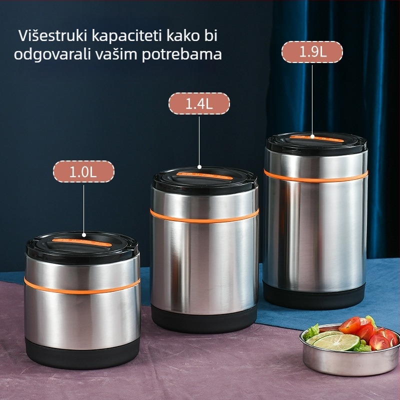Kutija za ručak od nehrđajućeg čelika, otporna na prolijevanje, izolirana, velika kapaciteta, dvostruki sloj, za ured, dom i učenike