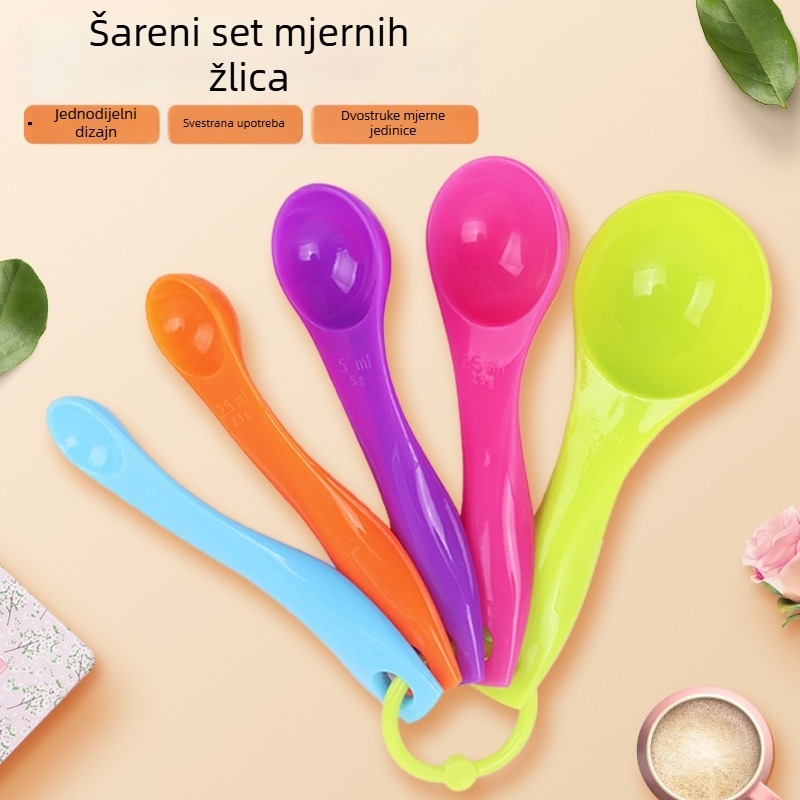 Set od 5 bojnih mjernih žlica s oznakama mjere, prehrambeno siguran debeli materijal za pečenje